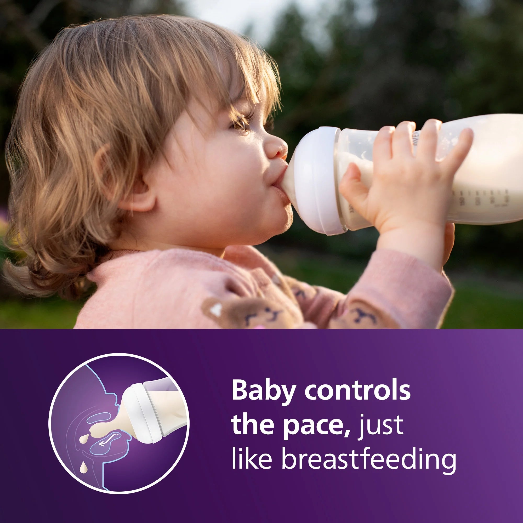 Philips Avent Natural Baby Bottles with Natural Response Nipples (Fast Flow, Flow 4), 11oz, 3-Pack, SCY906/93