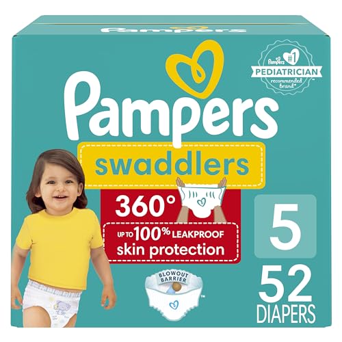 Pampers Swaddlers 360 Diapers – Size 5 Super Pack, 52 Count