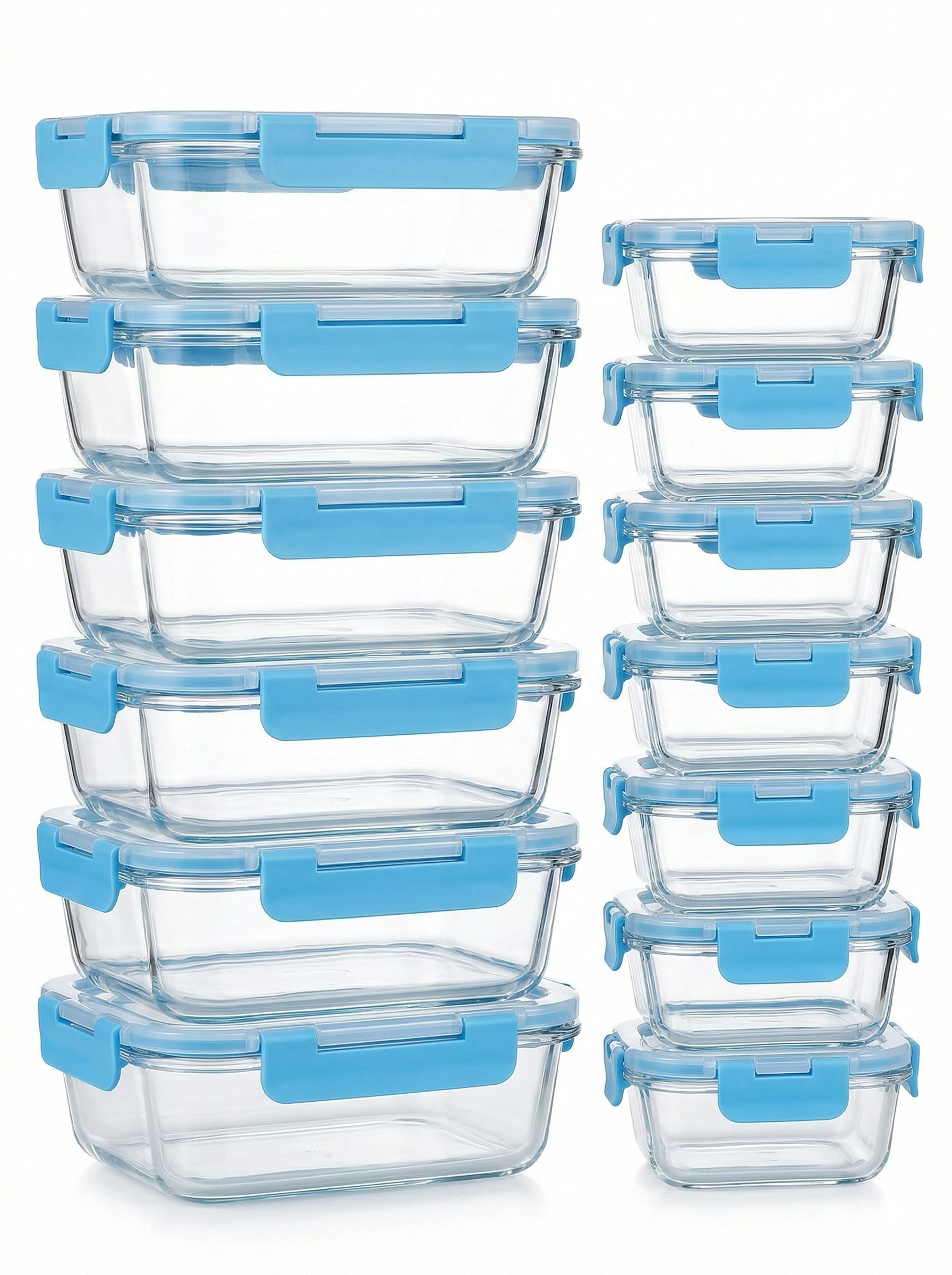 12-Piece Glass Food Storage Container Set – 6 Medium 17oz & 6 Mini 6oz, Airtight Snap-Lock Lids, BPA-Free, Microwave, Oven & Freezer Safe