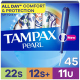 Pearl Tampons Trio Multipack with LeakGuard Braid – Super / Super Plus / Ultra, 45 Count