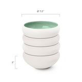 Porcelain Salad Bowls 7.2 x 3 in. Set Of 4 - Serving Bowl for Soup, Dessert, Ice Cream. Stackable Bowls for Oatmeal - Microwave, Oven, and Dishwasher Safe, Scratch Resistant 37 oz (Lusite Green)