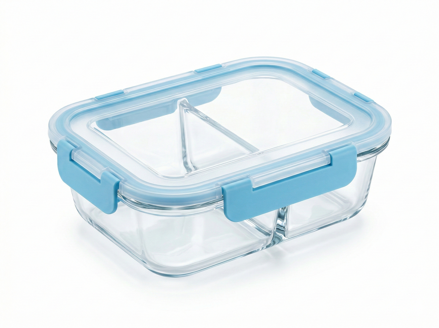 34oz Glass Meal Prep Container with 2 Compartments – Airtight Leakproof Lid, BPA-Free, Microwave & Freezer Safe
