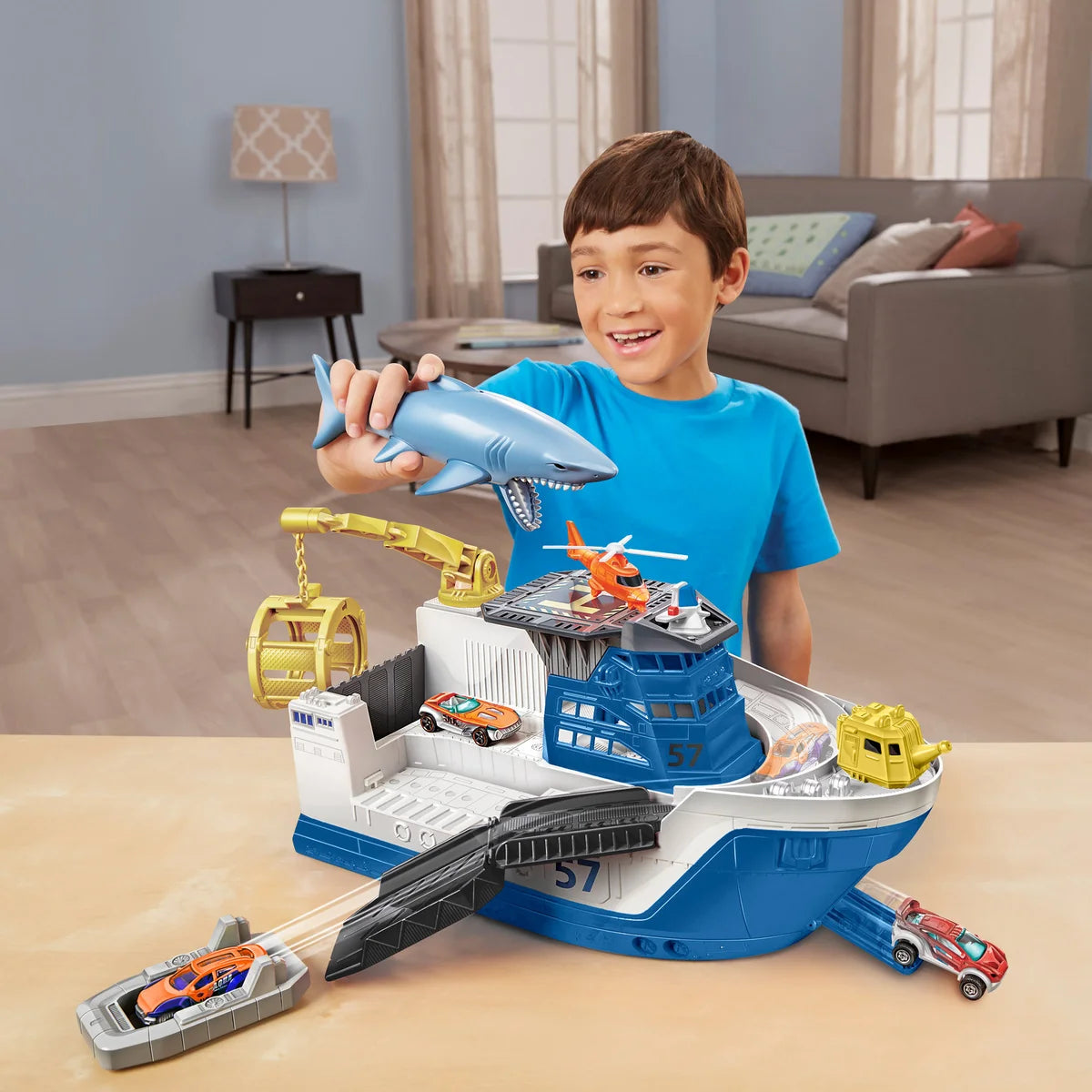 Matchbox Marine Rescue Shark Ship – Die-Cast Toy Boat for Kids, Adventure Play