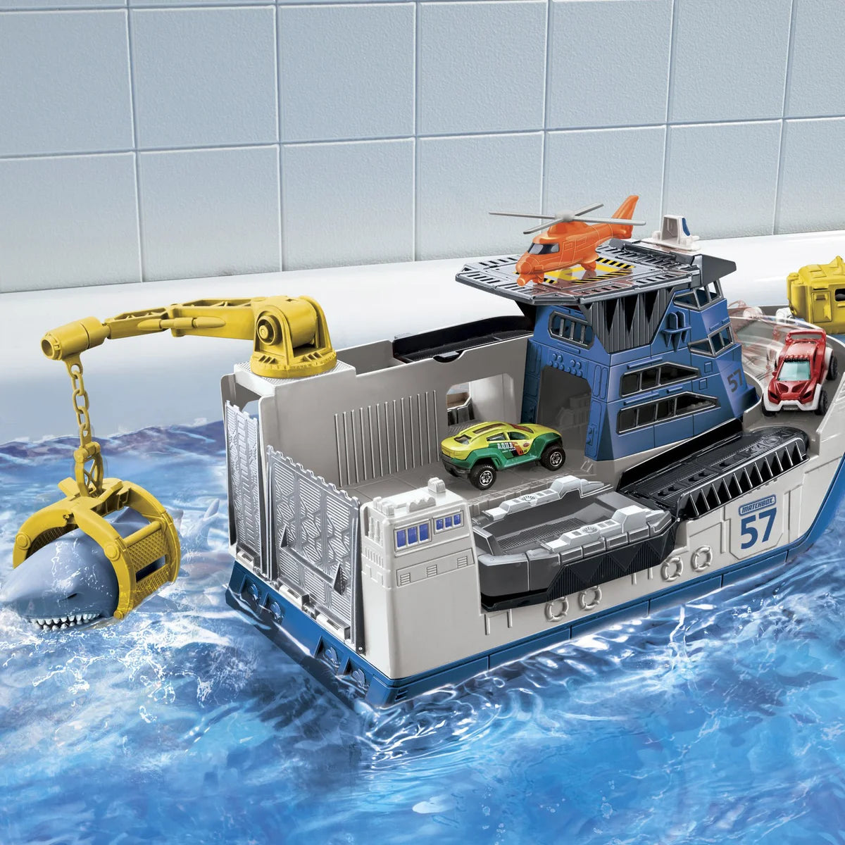 Matchbox Marine Rescue Shark Ship – Die-Cast Toy Boat for Kids, Adventure Play