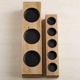 Home Expressions Personalized 3-Piece Wood Pillar Candle Holder – Custom Text, Natural Wood Décor