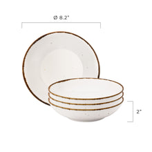 Porcelain Pasta Plates Set Of 4 - Tableware Serving Plates for Breakfast, Salad, Steak, Dinner - 8.2 х 2 inches - Sandy