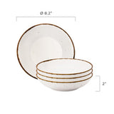 Porcelain Pasta Plates Set Of 4 - Tableware Serving Plates for Breakfast, Salad, Steak, Dinner - 8.2 х 2 inches - Sandy