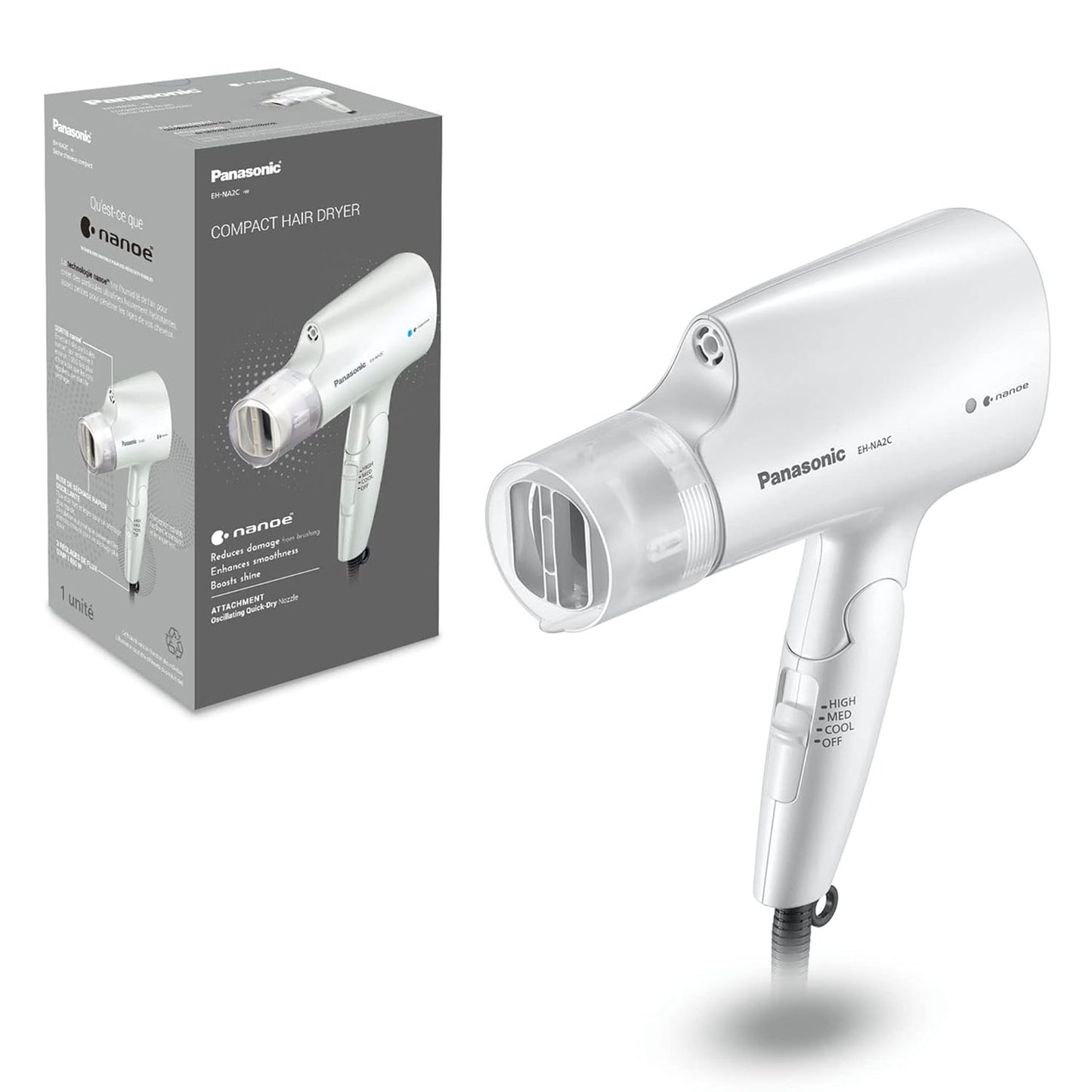Panasonic EH-NA2C Nanoe Compact Hair Dryer – White