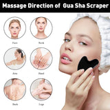 Gua Sha Massage Tool,Black Guasha Board Facial Tool,Skin Care Massager,Natural Jade Stone for Face,Eyes,Neck & Body-Spa Relaxing Meditation,Traditional Acupuncture Therapy Fight Against Aging