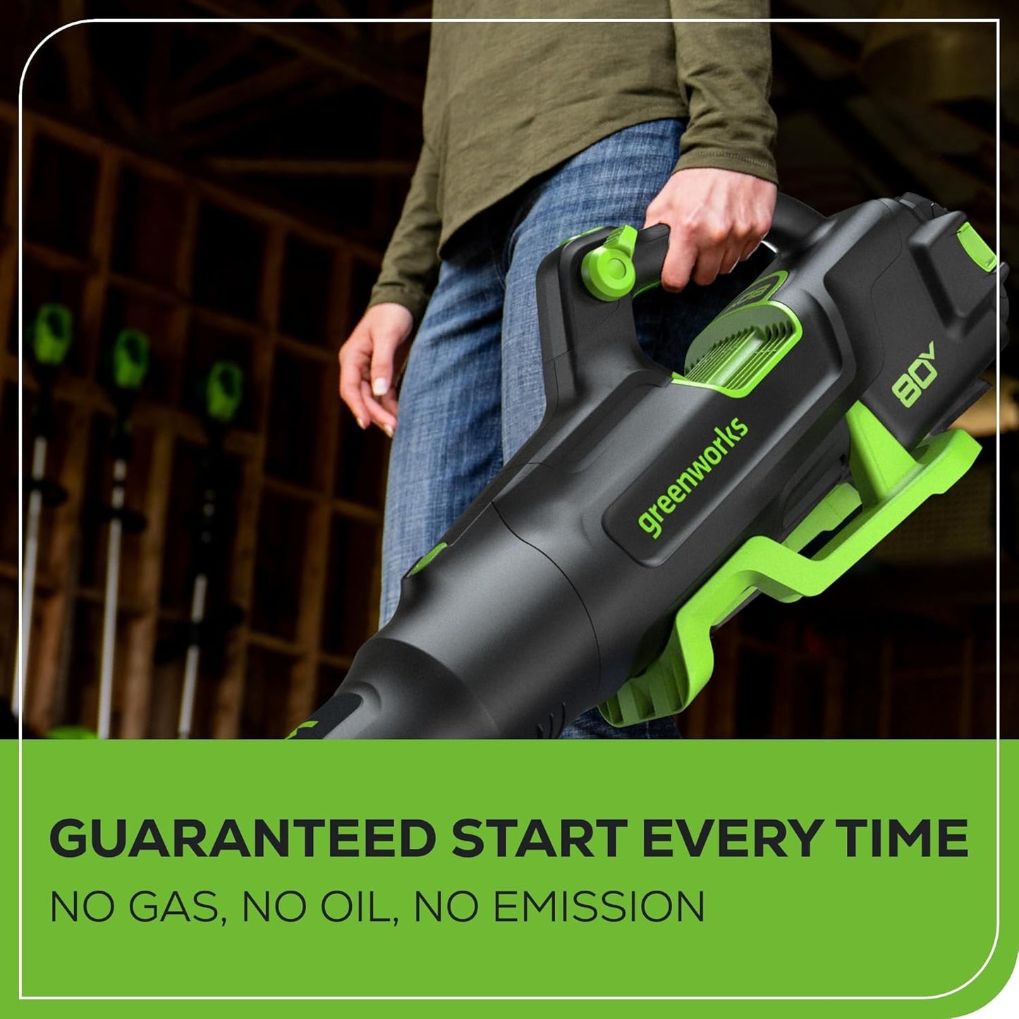 Greenworks 80V Cordless Leaf Blower Kit – 800 CFM, 200 MPH, Includes 4Ah Battery & Charger