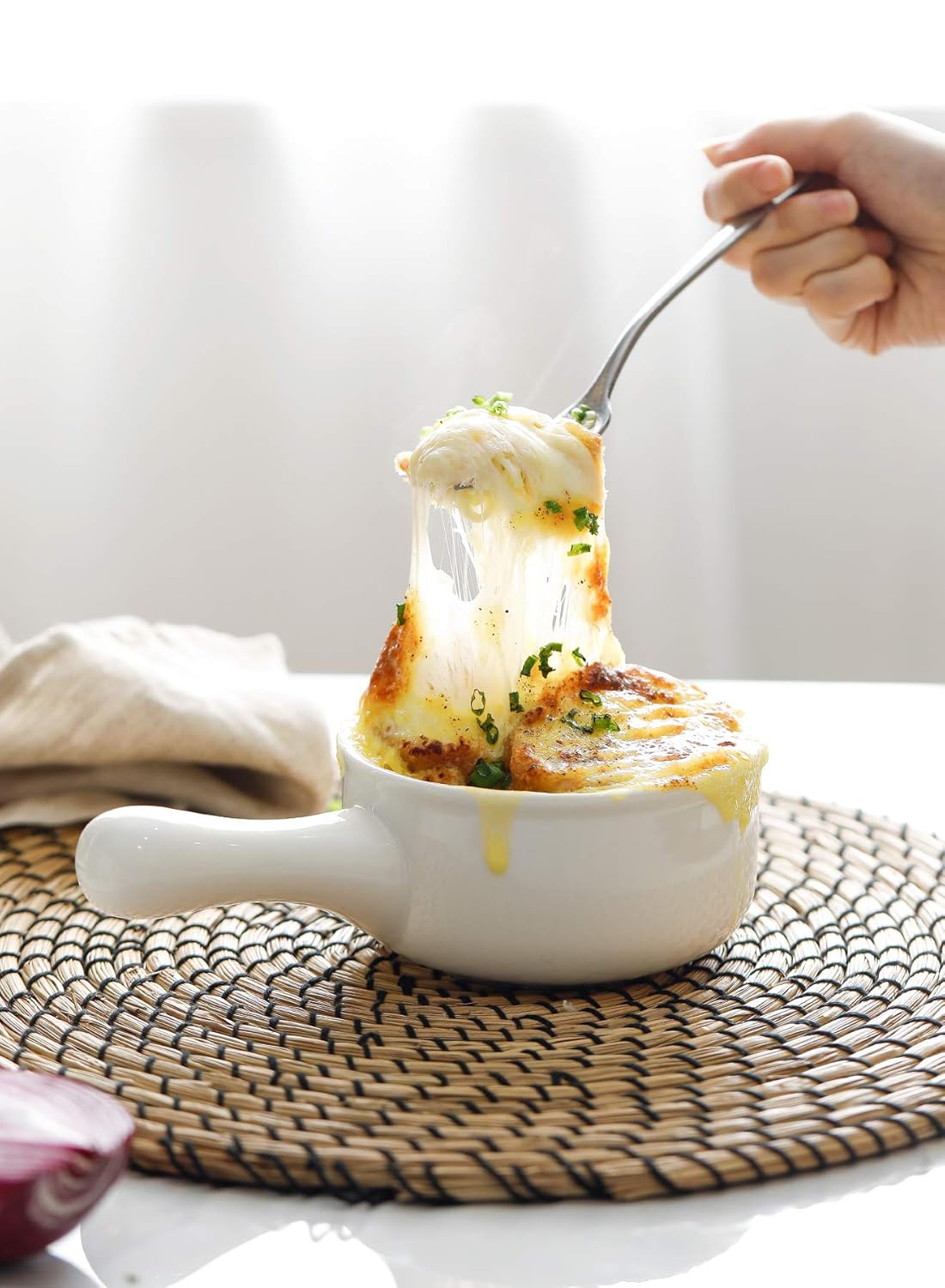 Lazuro, Sandy Soup Bowls with Handle, Set of 4, (8.4" x 6.1" x 2.5")