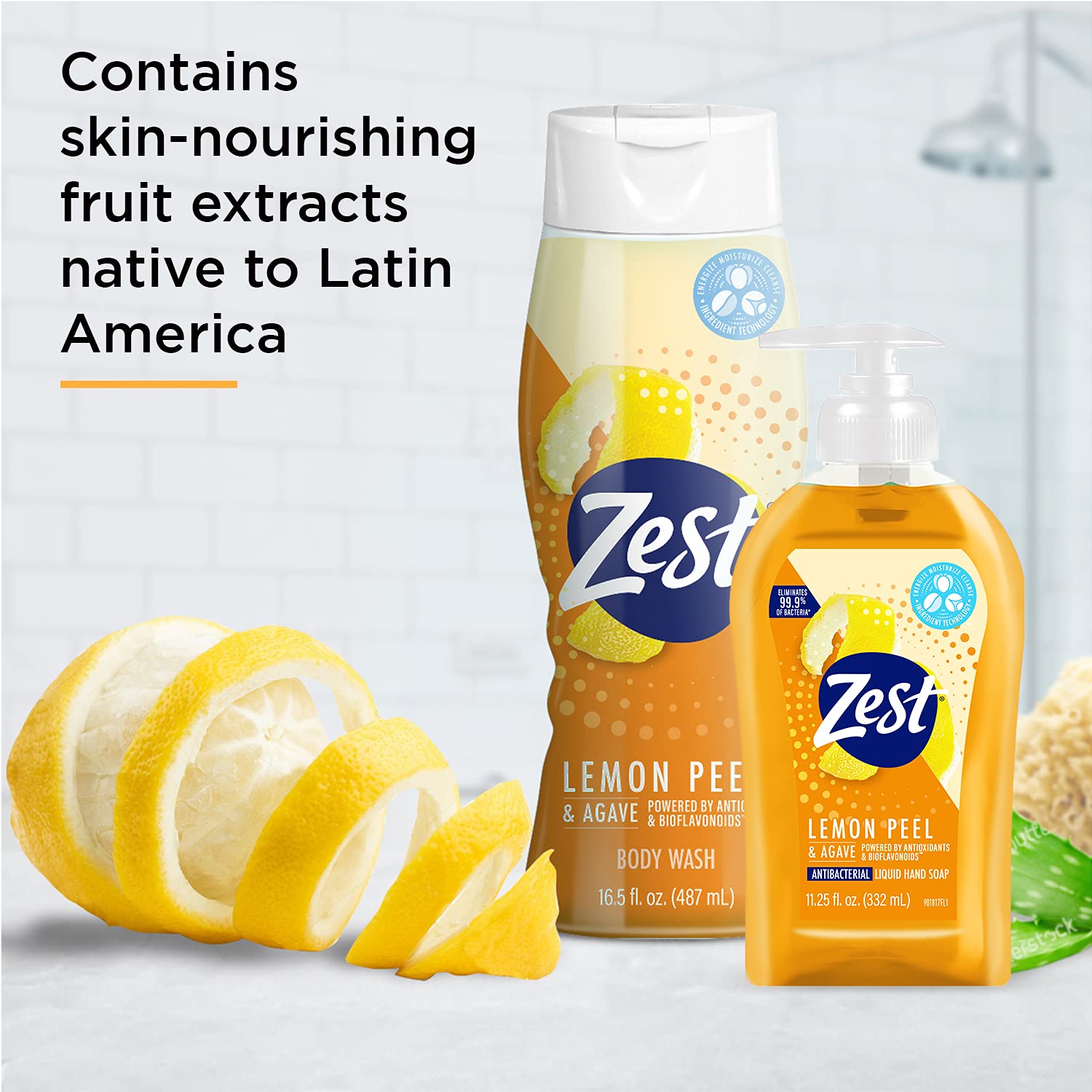 Zest Lemon Peel and Agave Liquid Hand Soap - Invigorating and Energizing Ingredients Refresh, Moisturize and Soothe your Skin - 11.25 Fl Oz