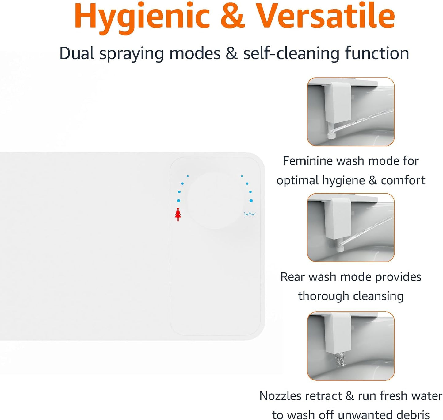 Amazon Basics Non-Electrical Slim Toilet Bidet – Adjustable Water Flow for Personal Hygiene