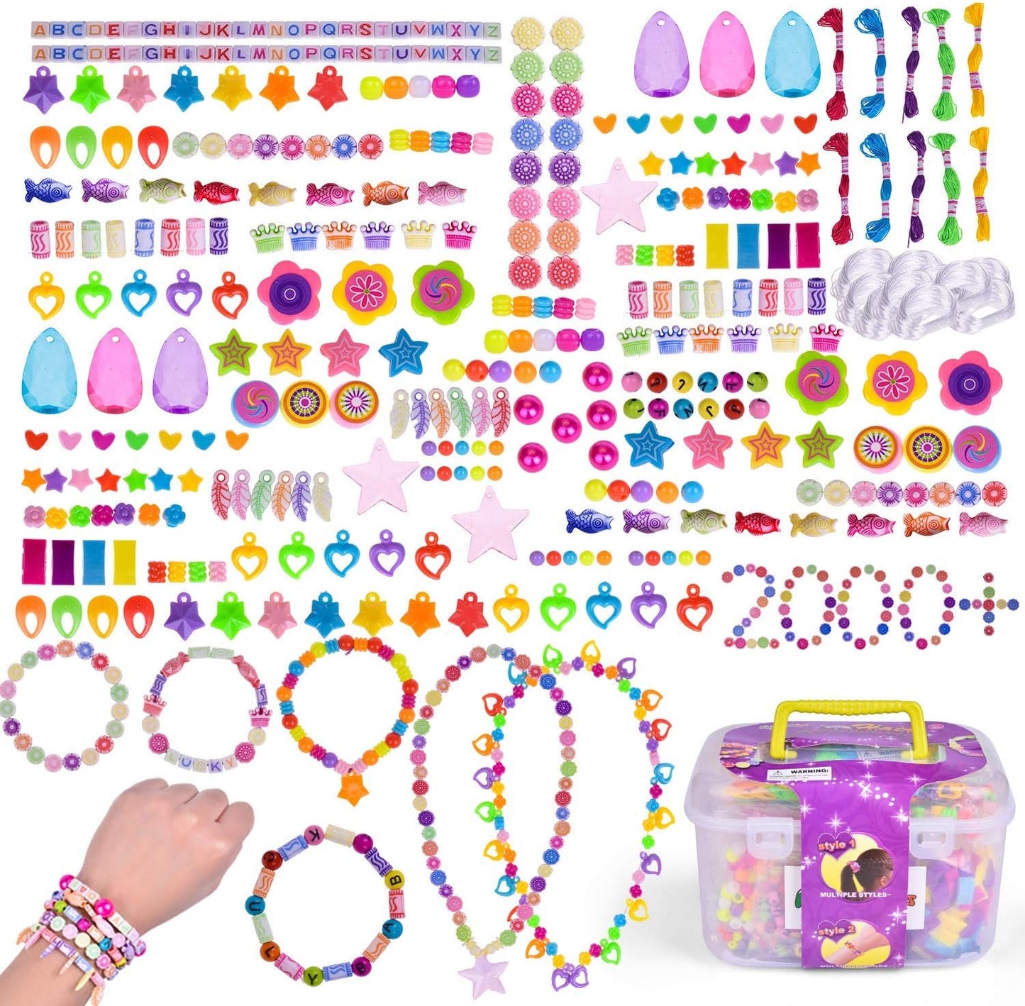 FUN LITTLE TOYS Pop Beads Jewelry Making Kit – 2000+ PCS DIY Bracelet & Necklace Set for Girls Ages 6+