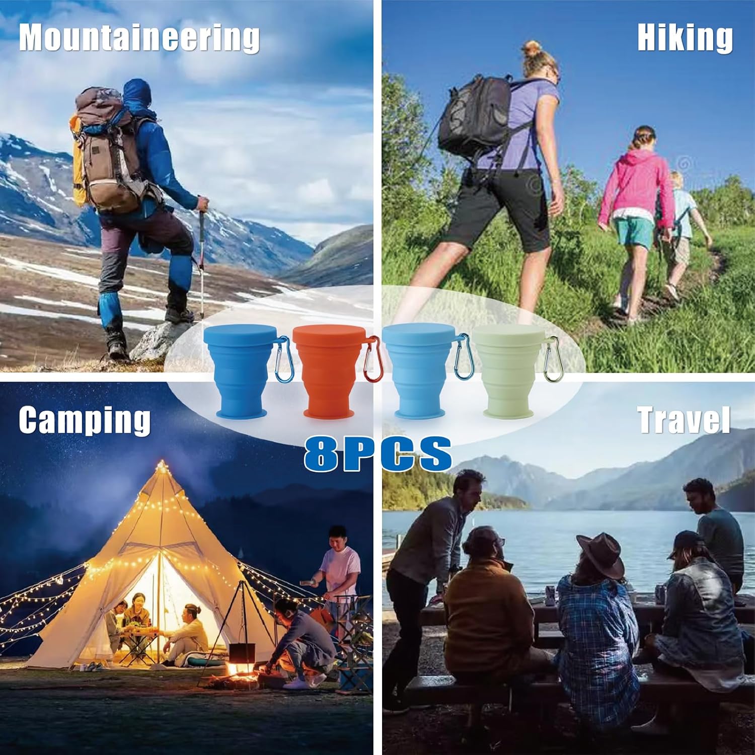 Rainbow Silicone Collapsible Cup with Keychain