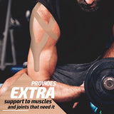 Physix Gear Sport Kinesiology Athletic Tape – 1 Pack, Beige (2 in x 16.5 ft Roll) – Durable Support for Muscles & Joints