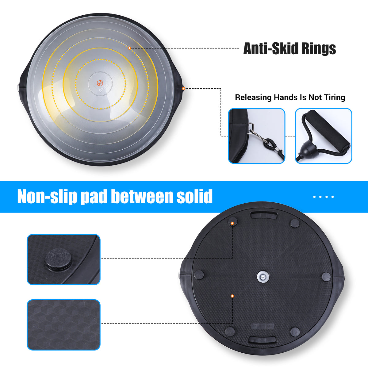 NICEC Large Balance Ball – Silver | Exercise & Stability Ball for Fitness & Core Training