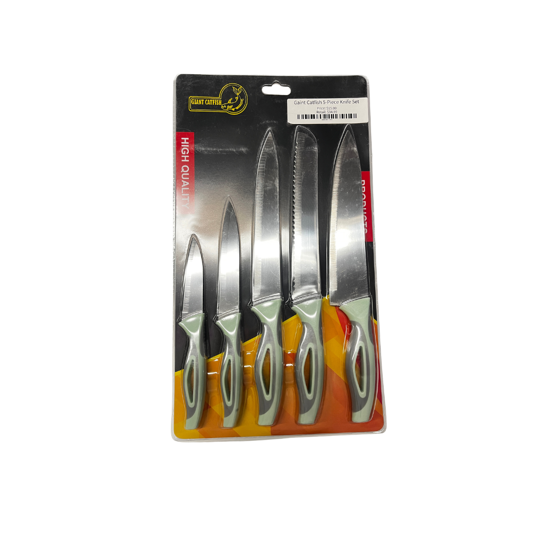 Giant Catfish 5-Piece Knife Set — Complete Kitchen Cutting Tool Set