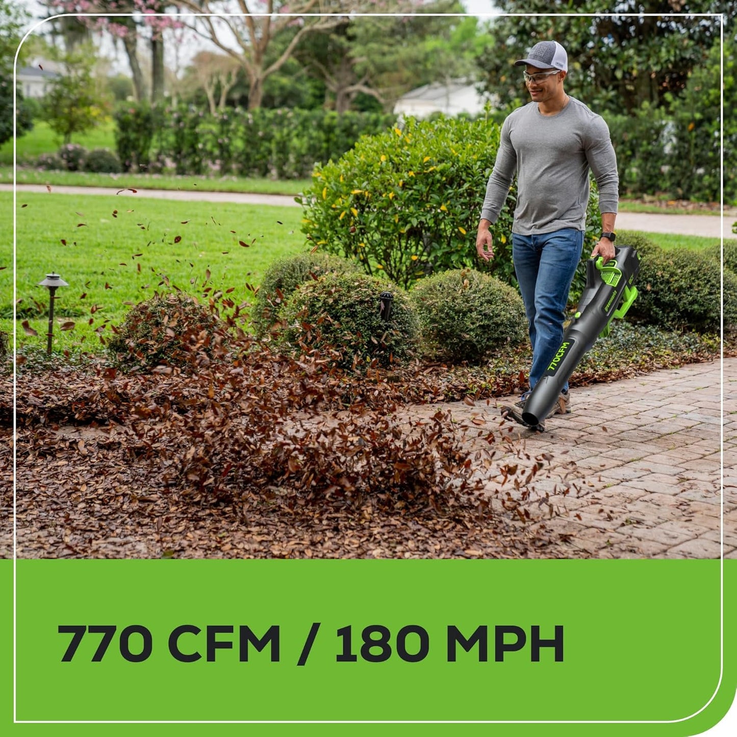 Greenworks 80V Cordless Leaf Blower Kit – 800 CFM, 200 MPH, Includes 4Ah Battery & Charger