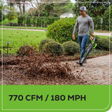 Greenworks 80V Cordless Leaf Blower Kit – 800 CFM, 200 MPH, Includes 4Ah Battery & Charger
