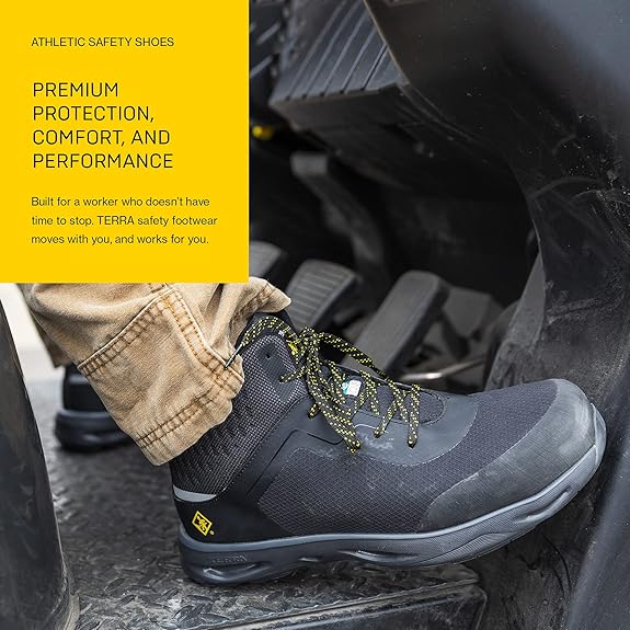 Terra Lites Mid Men's Nano Composite Toe Work Shoe, Black, 8.5 Wide