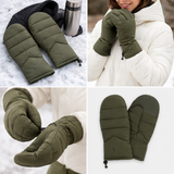 LOLE Downlite Outdoor Green Puffer Mittens – Warm Insulated Winter Gloves (LG/XL)