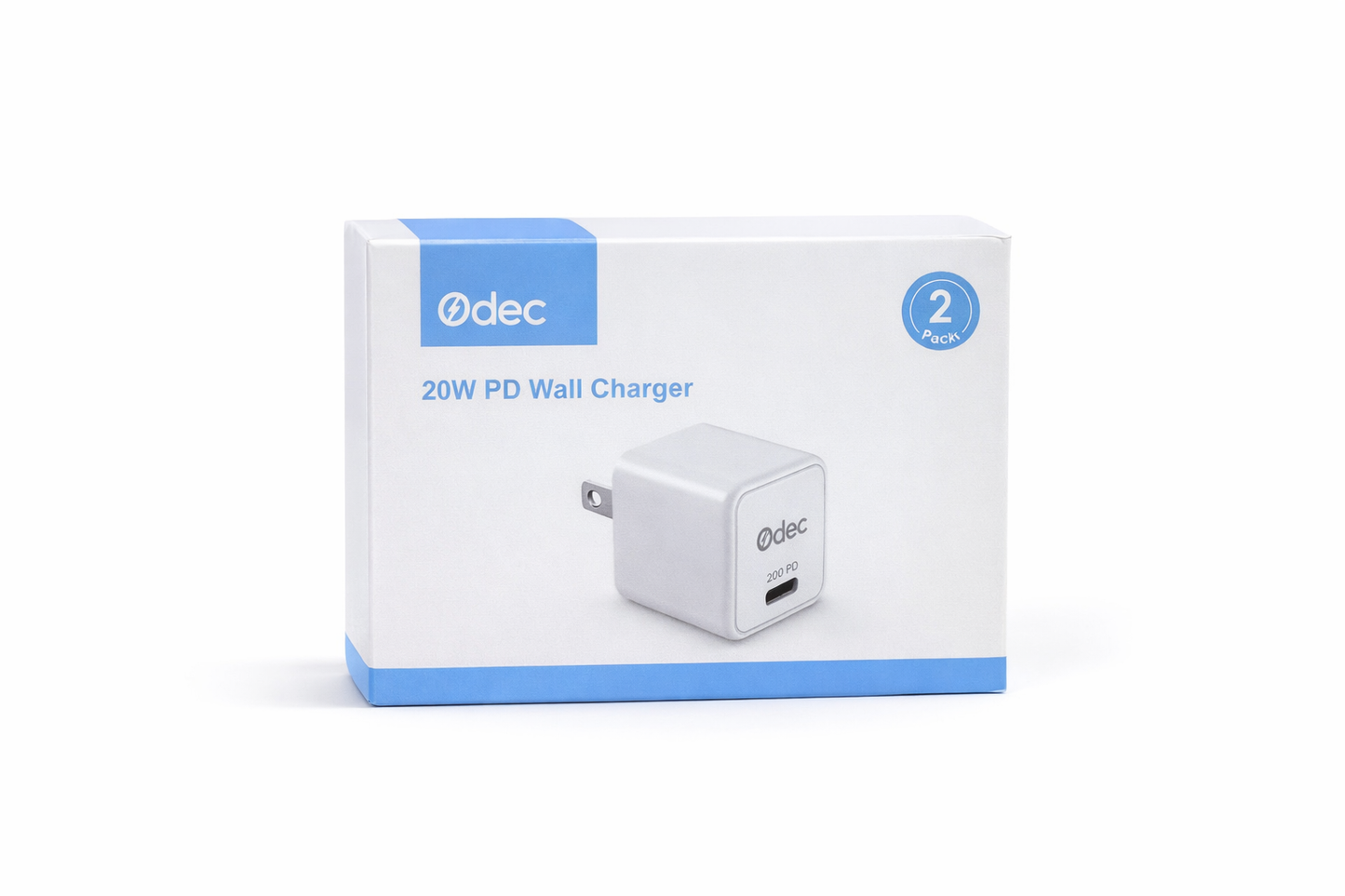 ODEC 20W PD Wall Charger – 2 Pack (Colour: White)