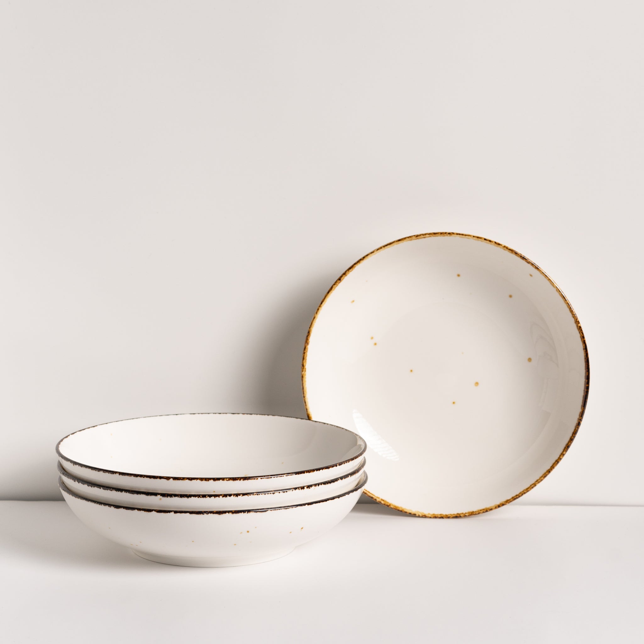 Porcelain Pasta Plates Set Of 4 - Tableware Serving Plates for Breakfast, Salad, Steak, Dinner - 8.2 х 2 inches - Sandy