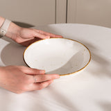 Porcelain Pasta Plates Set Of 4 - Tableware Serving Plates for Breakfast, Salad, Steak, Dinner - 8.2 х 2 inches - Sandy