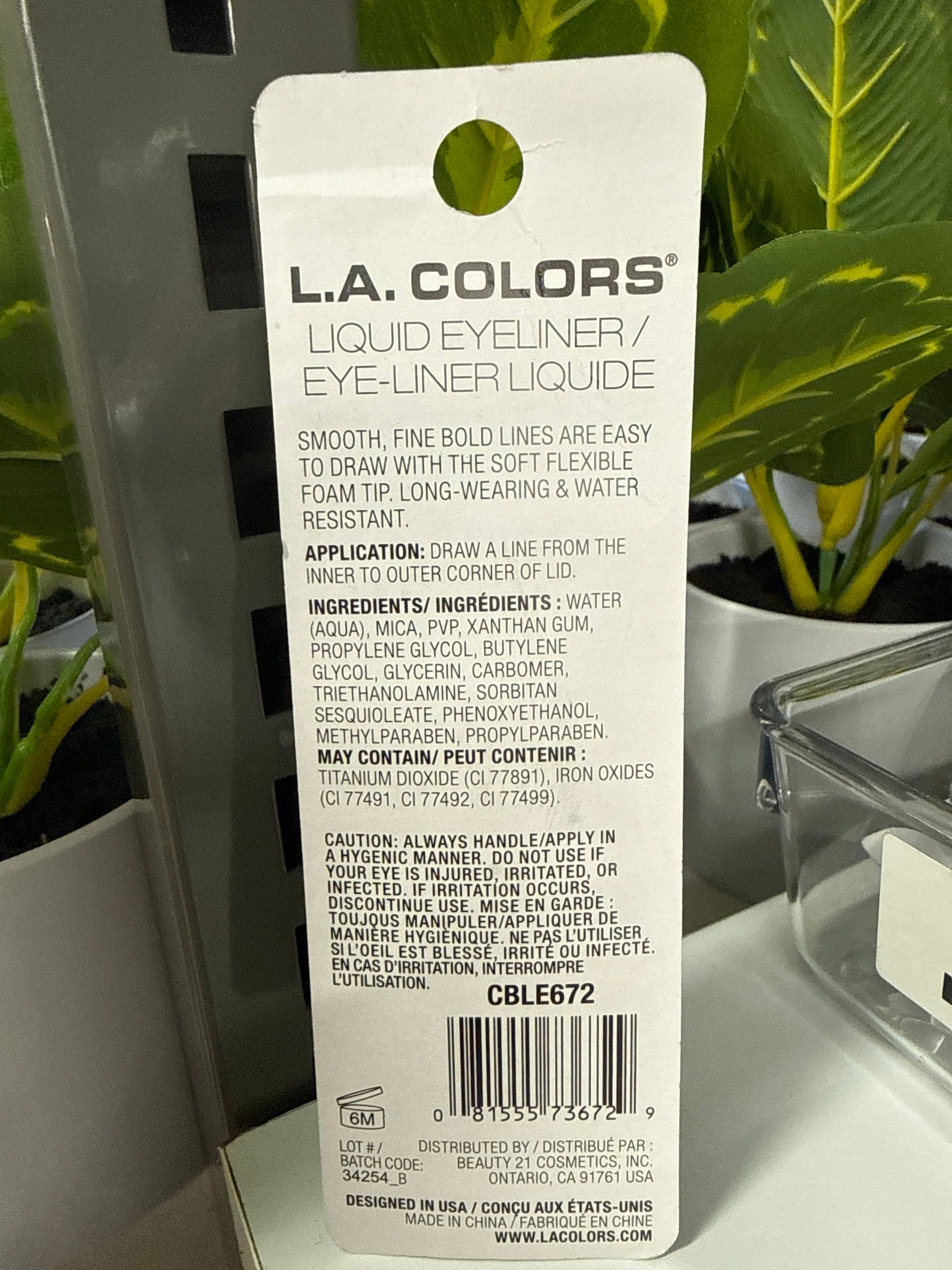 L.A. Colors Grafix Liquid Liner, 0.12 fl oz – Smudge-Proof, Long-Lasting Precision Eyeliner, CBLE672 Black,