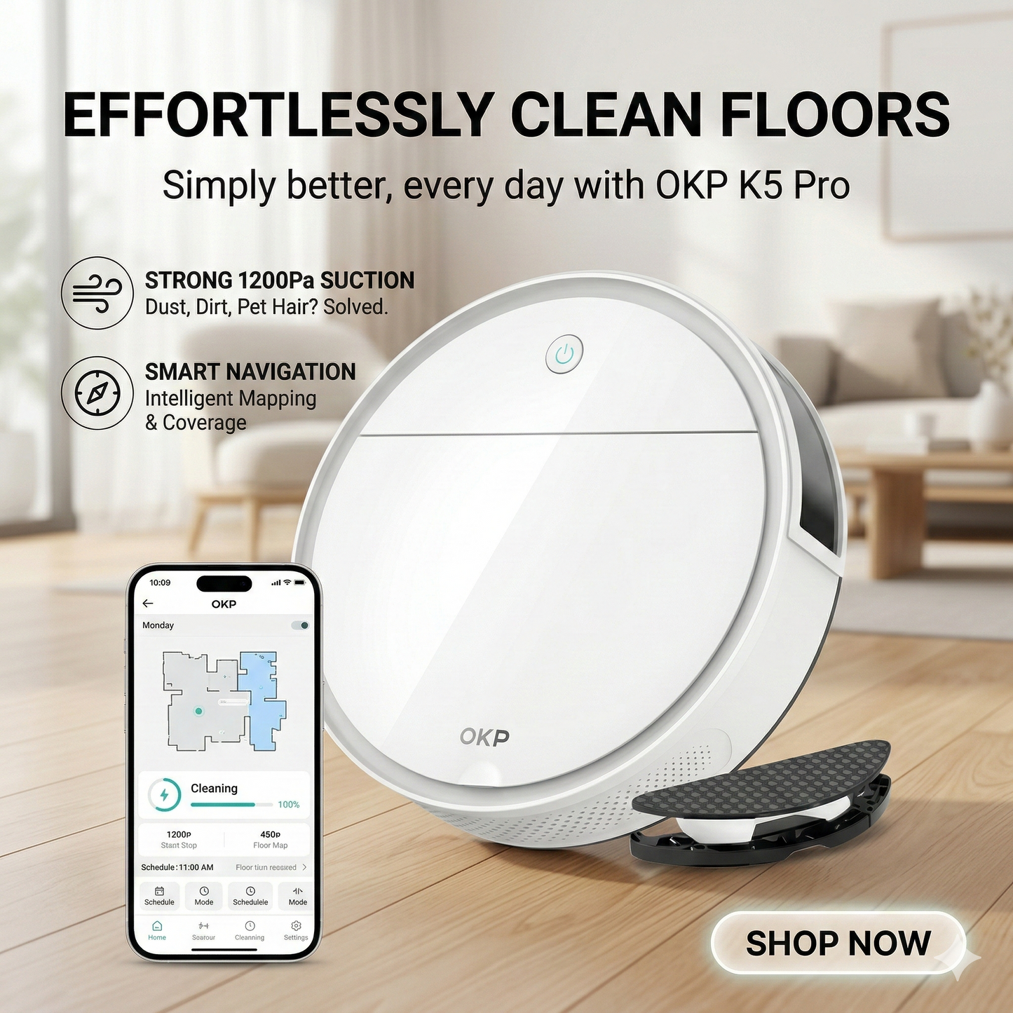 OKP Robotic Vacuum Cleaner K5 Pro