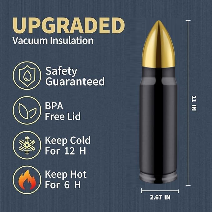 Goetland 304 Stainless Steel 17.6 oz Bullet Water Bottle Bullet Tumbler Cup Vacuum Insulated Tumbler Travel Mug Flask No Logo Black