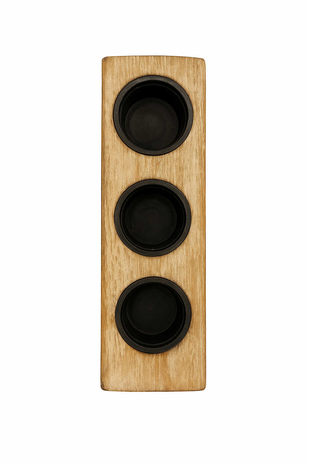 Home Expressions Personalized 3-Piece Wood Pillar Candle Holder 

 Custom Text, Natural Wood Décor product image