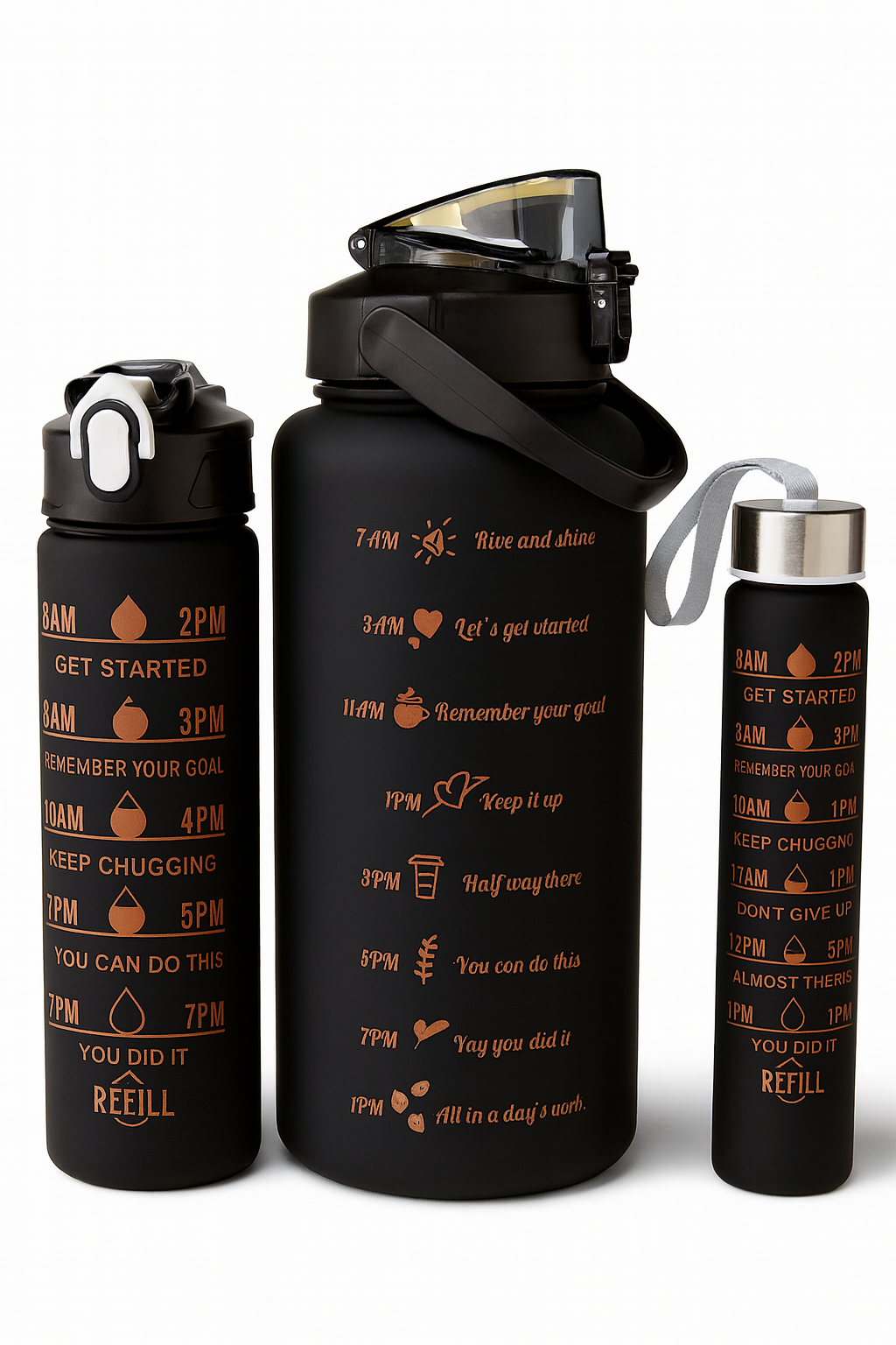 Motivational Water Bottle Set (3-Piece Gradient Set)