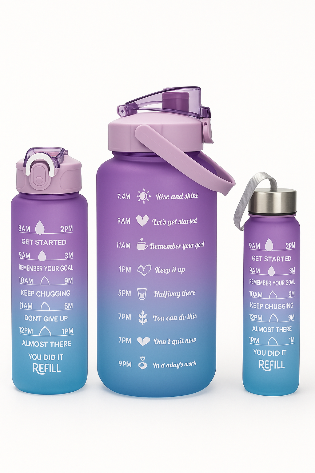Motivational Water Bottle Set (3-Piece Gradient Set)