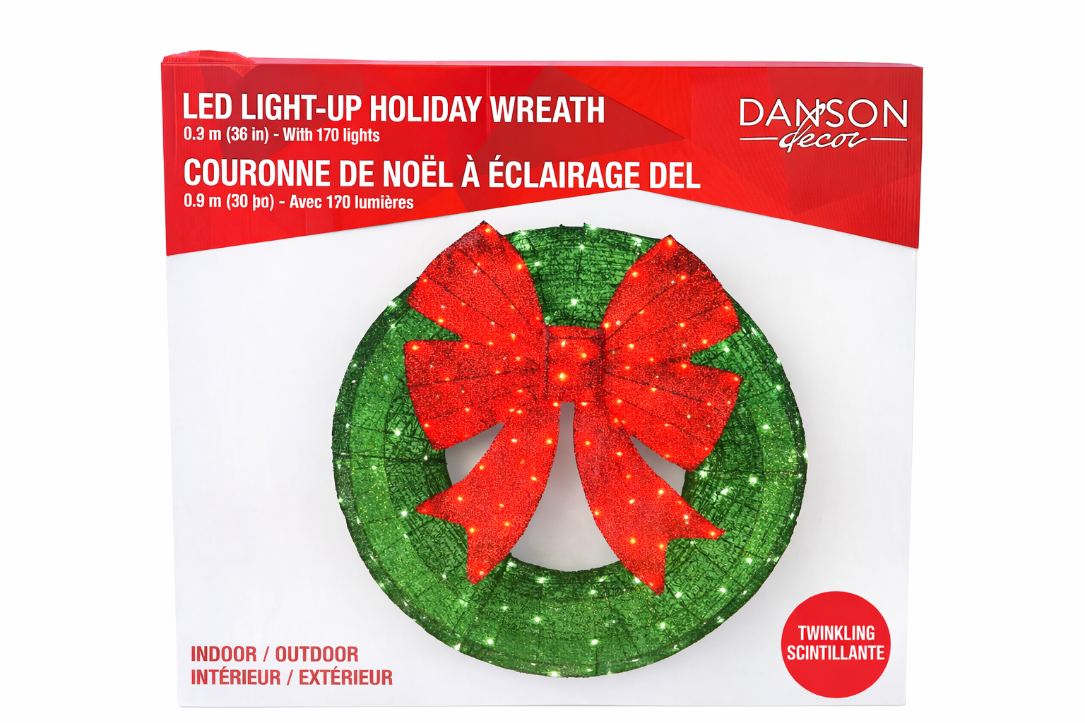 LED Light-Up Holiday Wreath – 36 in / 170 Lights