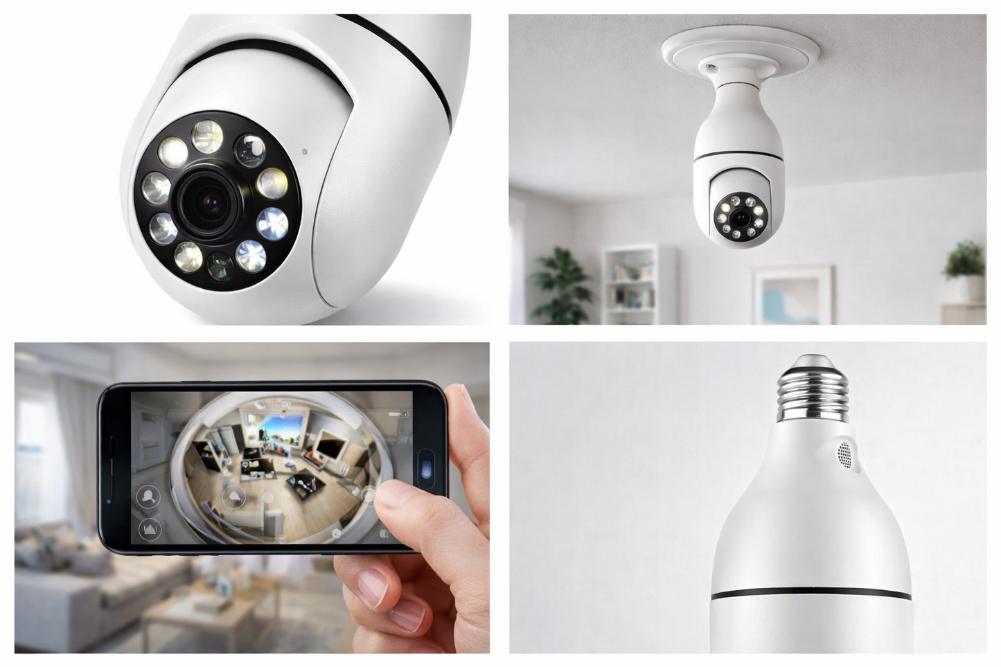 Tuya 360° Panoramic Bulb Security Camera – Wi-Fi Smart Surveillance with Motion Detection