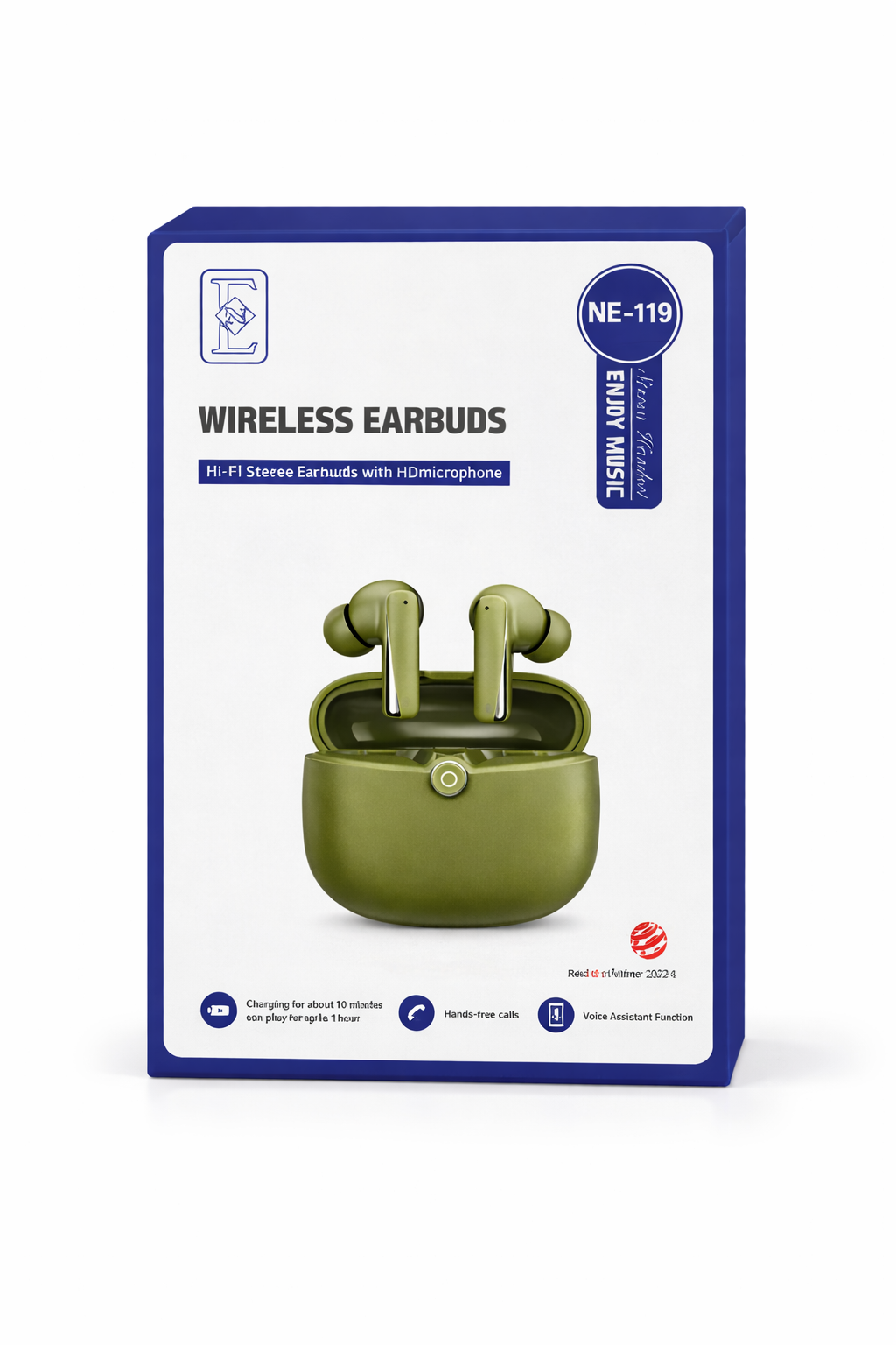 Wireless NE-119 HiFi Stereo Earbuds with HD Microphone