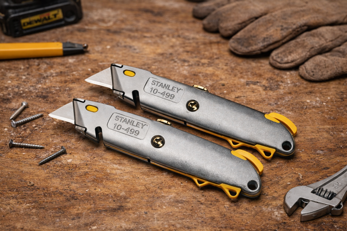 Stanley Quick Change Retractable Utility Knife – Heavy-Duty Box Cutter with Fast Blade Change, Ergonomic Grip, 2-Pack