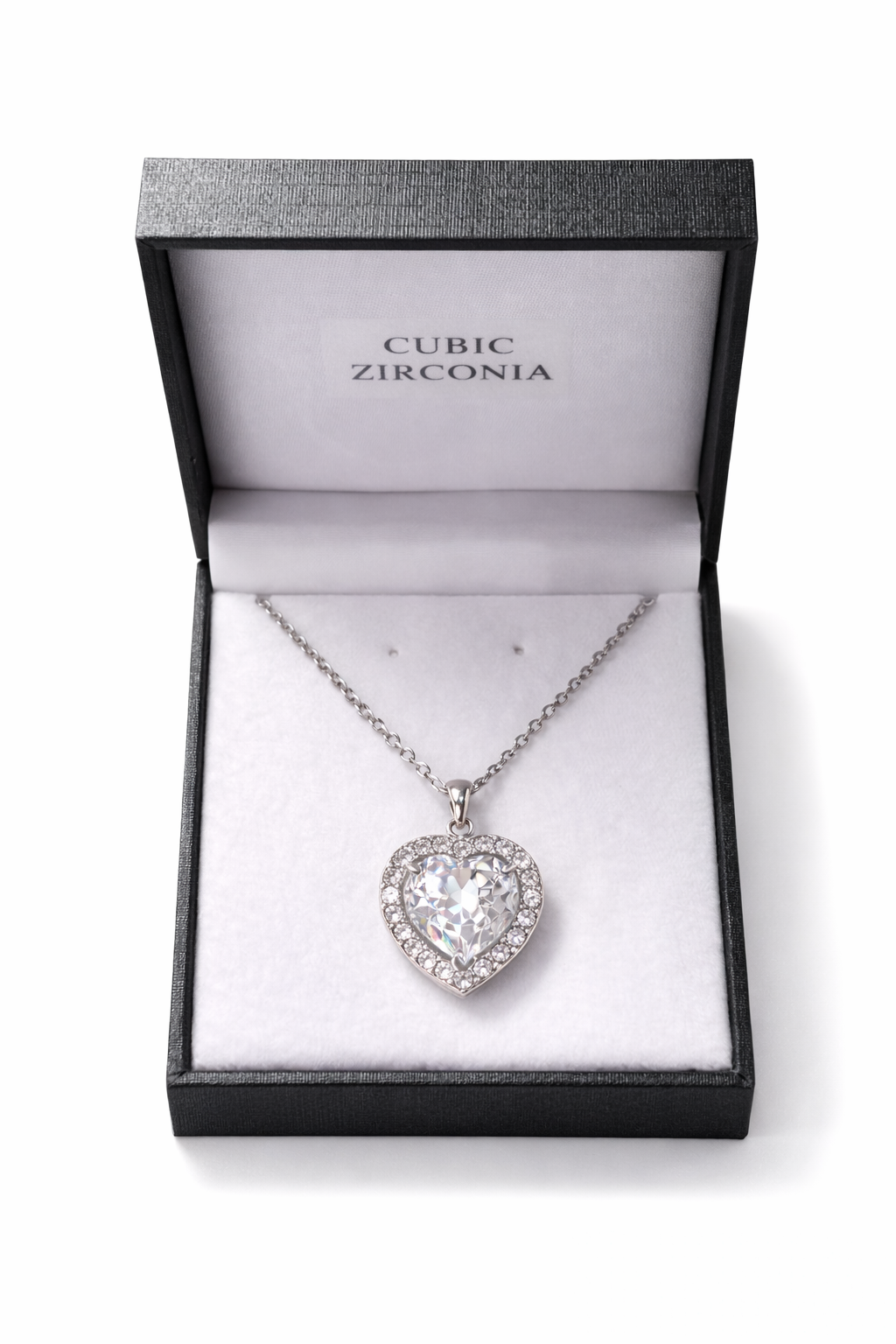 Clear Silver Heart Necklace – Romantic Valentine’s Day Jewelry