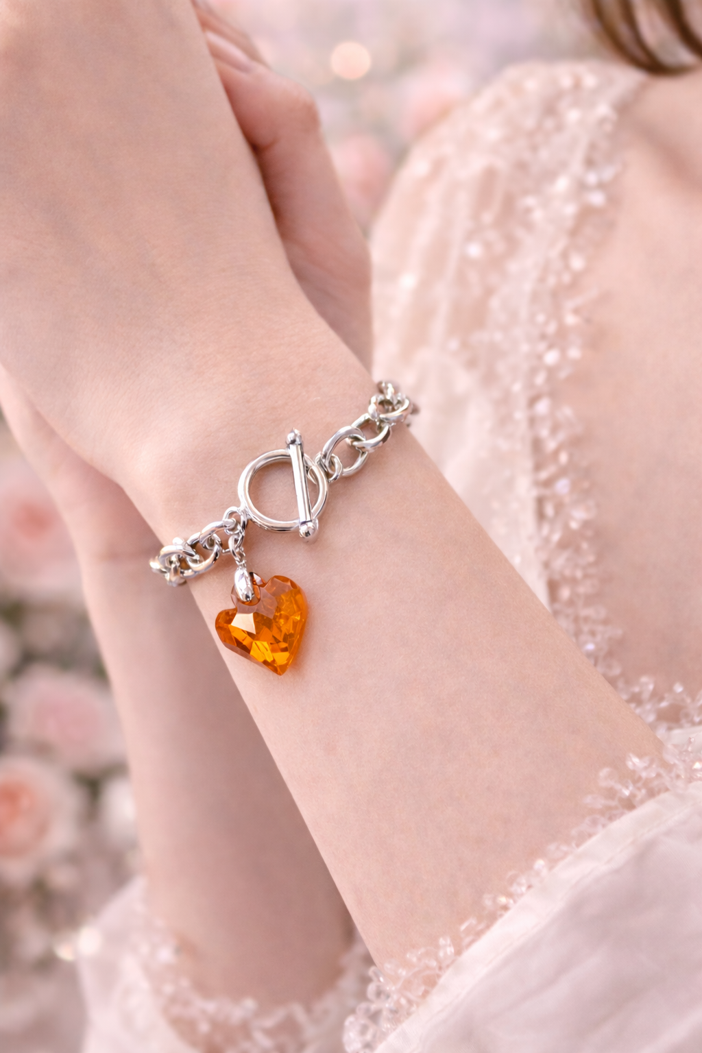 Orange Partial Heart Bracelet – Romantic Valentine’s Day Jewelry
