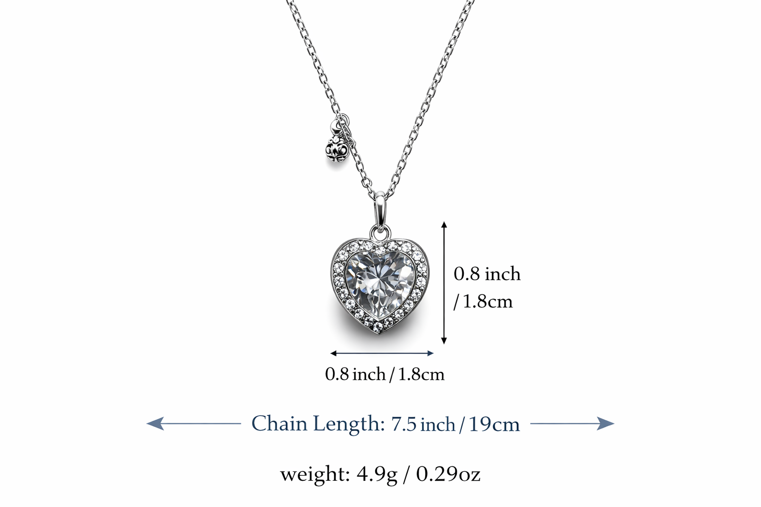 Clear Silver Heart Necklace – Romantic Valentine’s Day Jewelry