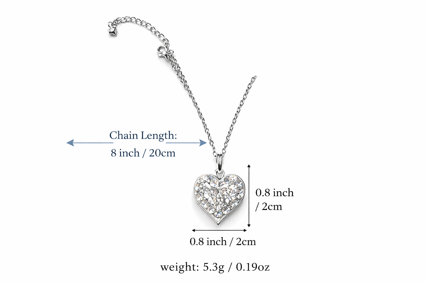 Heart Pendant Necklace with Studs – Romantic Valentine’s Day Jewelry Set