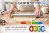 Adjustable Stainless Steel Rolling Pin with Thickness Rings Baking Dough Roller for Cookies and Pastry