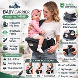 Babymust Baby Carrier with Hip Seat Adjustable Waist Belt and Multi-Pocket Storage