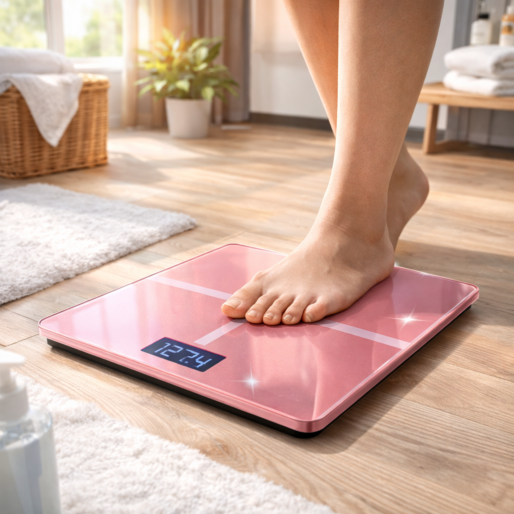 Wesoke Rechargeable Digital Bathroom Scale Pink High Precision Body Weight and Body Fat Scale