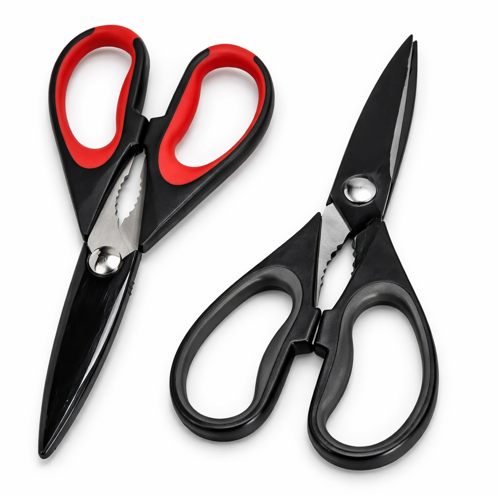 Heavy Duty Stainless Steel Kitchen Scissors Set Soft Grip Multi-Purpose Shears Red/Grey 2 Pack