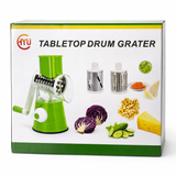 Rotary Cheese Grater and Vegetable Slicer with 3 Interchangeable Blade Drums Kitchen Shredder