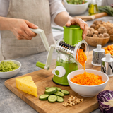 Rotary Cheese Grater and Vegetable Slicer with 3 Interchangeable Blade Drums Kitchen Shredder
