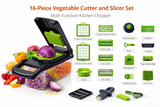 16-Piece Vegetable Cutter and Slicer Set Multi-Function Kitchen Chopper